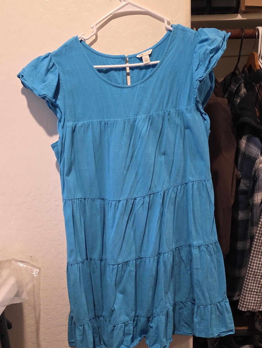 Cato Bright Blue Tiered Ruffle Midi Dress